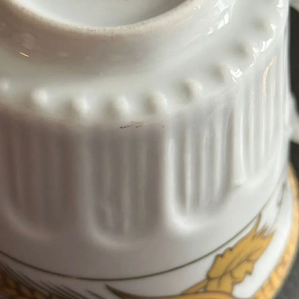 Set of 2 Euro Idea Porcelain Tea Cup Coffee Mug Gold Trim Grain 3” (6884)